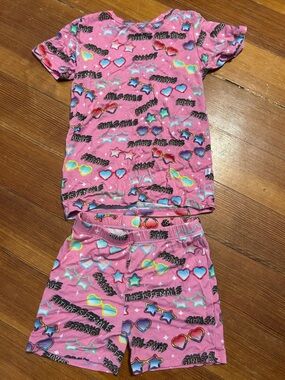 Posh Peanut Pink Girls pajama short set
